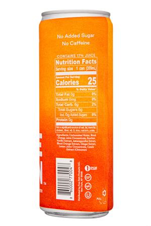 Free Rain: FreeRain-12oz-2020-SparklingWater-Blood-OrangeGinger-Facts
