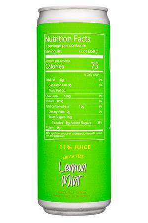 Fresh Fizz Sodas: FreshFizz-12oz-2021-Soda-LemonMint-Facts