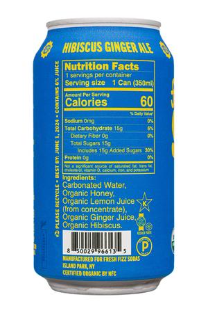 Fresh Fizz Sodas: FreshFizz-12oz-2023-Soda-HibiscusGingerAle-Facts