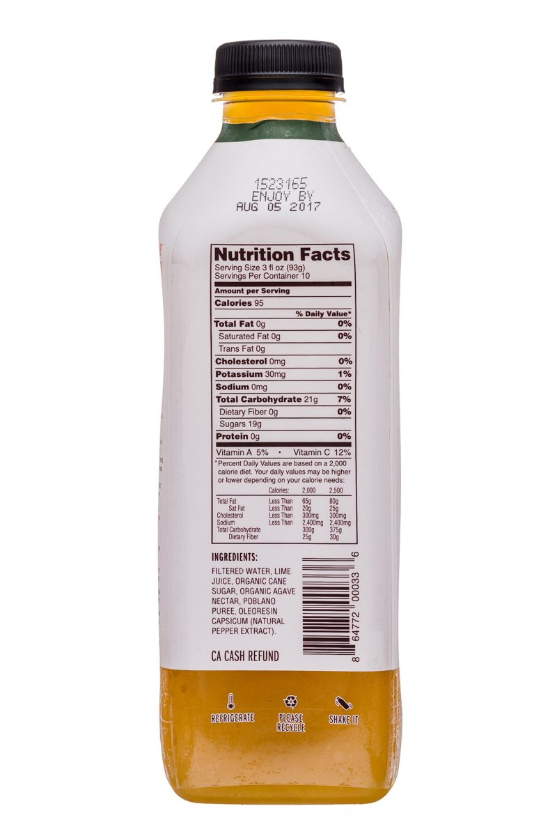 Fresh Victor: FreshVictor-32oz-CocktailBlend-PoblanoHeatWildLime-Facts