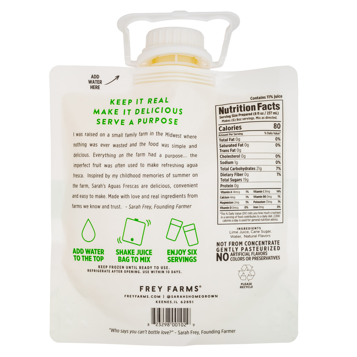 Frey Farms: FreyFarms-12oz-Sarahs-AguaFresca-LimeMintMojito-Facts