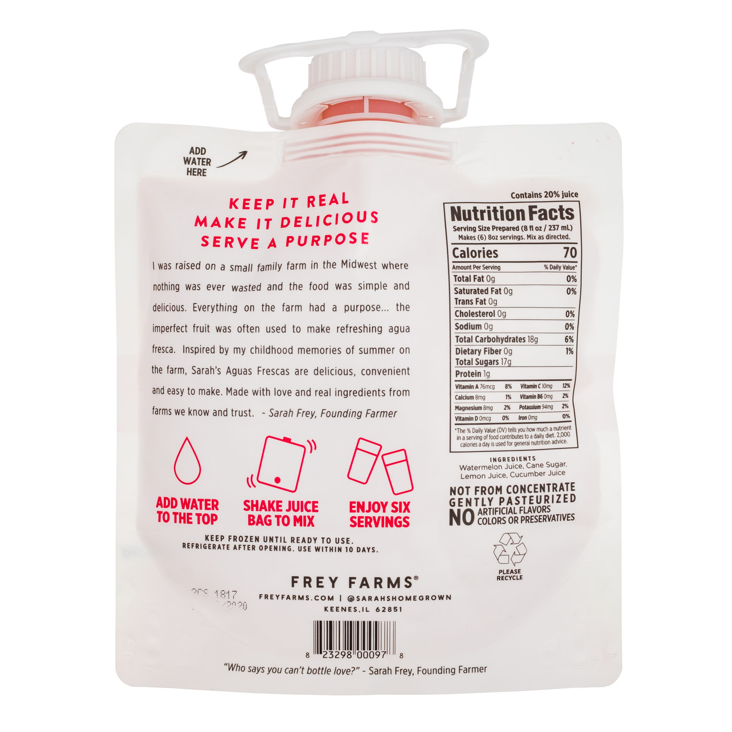 Frey Farms: FreyFarms-12oz-Sarahs-AguaFresca-WatermelonCucumber-Facts