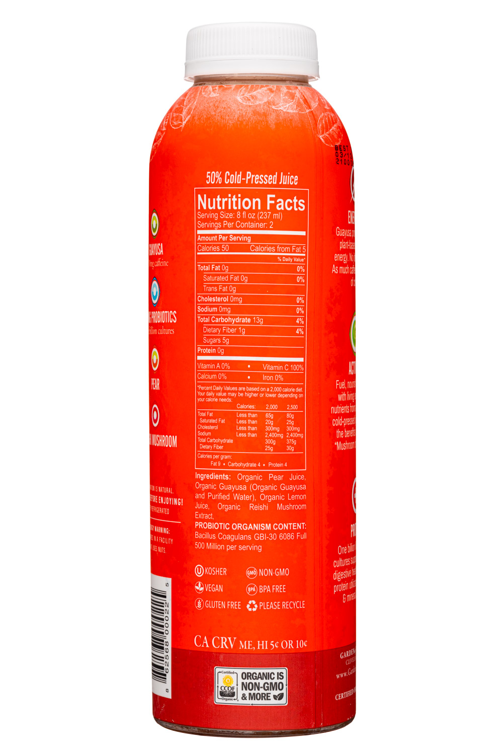 Garden of Flavor: GardenOfFlavor-16oz-2022-CPEnergy-PearReishi-Facts