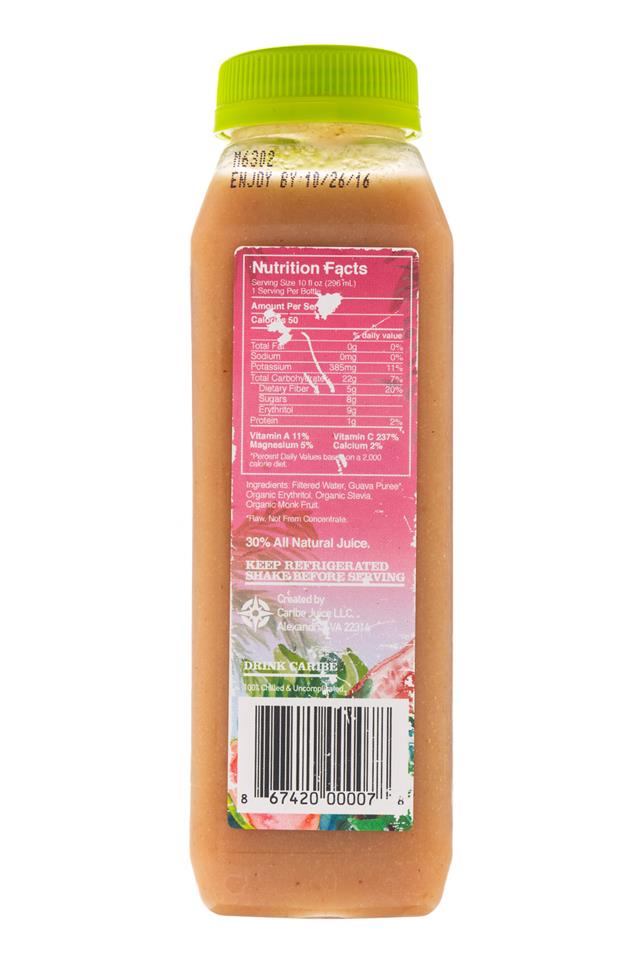 Caribe: Carabe-ColdPress-10oz-Guava-Facts