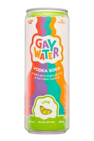 Gay Water: GayWater-12oz-2023-VodkaSoda-Lime