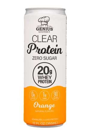 GeniusGourmet-12oz-2025-ClearProtein-Orange-Front