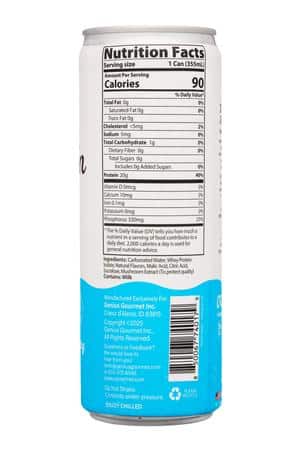 Genius Gourmet: GeniusGourmet-12oz-2025-ClearProtein-BlueRasp-Facts