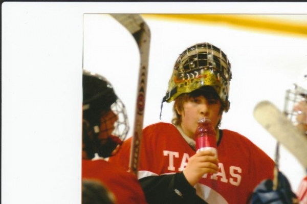 Glaceau VitaminWater: drinking vitamin water while in a hockey game.