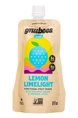 Gnubees: Gnubees-8oz-2023-Plus-FruitShake-LemonLimelight-Front