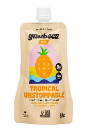 Gnubees: Gnubees-8oz-2023-Plus-FruitShake-TropicalUnstoppable-Front