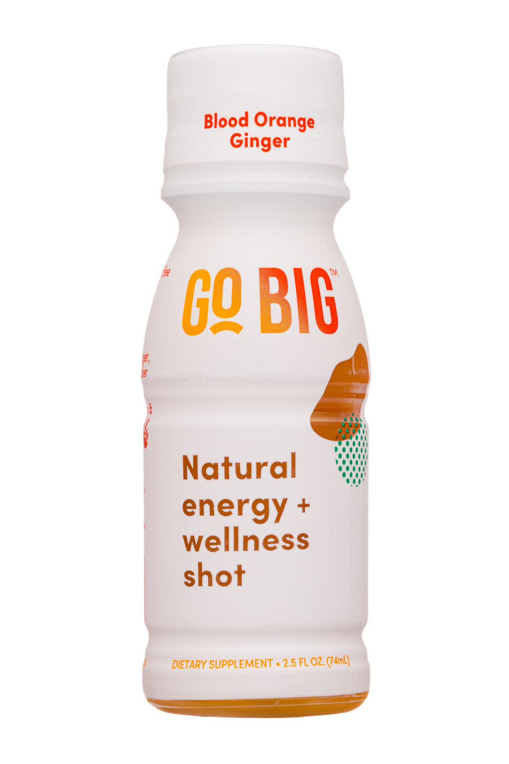 Go Big: GoBig-2oz-2020-WellnessShot-BloodOrangeGinger-Front