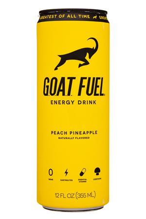G.O.A.T. FUEL Energy Drink: GoatFuel-12oz-2021-EnergyDrink-PeachPineapple-Front