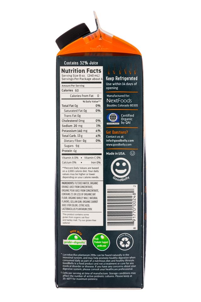 GoodBelly: GoodBelly-32oz-ProbioticsNoAddedSugar-Orange-Facts