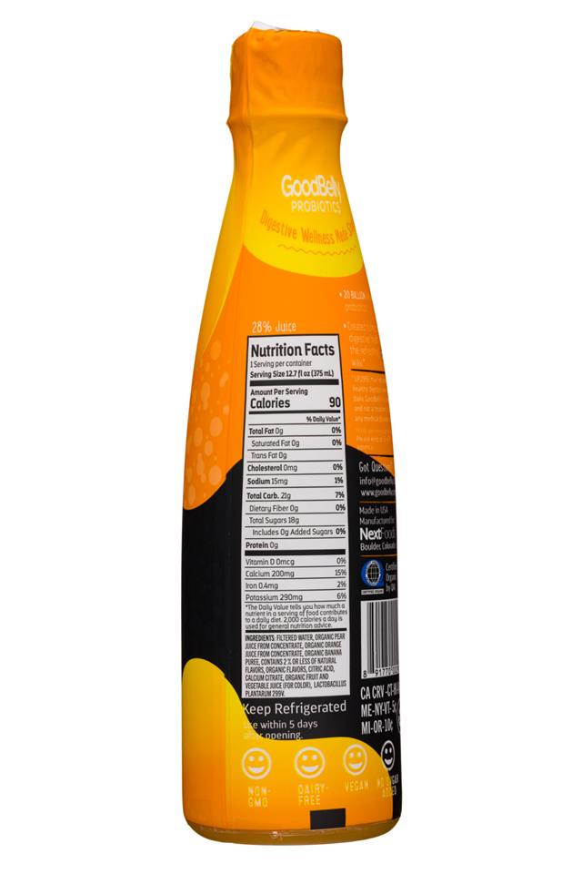 GoodBelly: GoodBelly-13oz-Bubbles-TropicalOrange-Facts