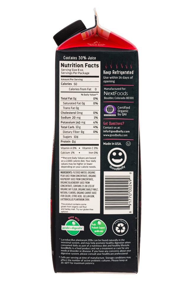 GoodBelly: Goodbelly-32oz-Probiotics-RaspBlack-Facts