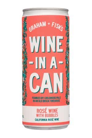 Graham + Fisk's: GrahamAndFisks-11oz-2022-WineInACan-RoseWineBubbles