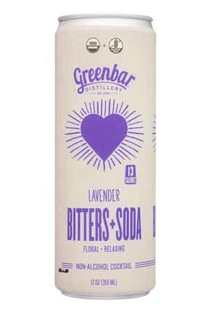 Greenbar Distillery: Greenbar-12oz-2022-NACocktail-BittersSoda-Lavender-Front