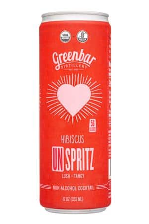 Greenbar Distillery: Greenbar-12oz-2022-NACocktail-Unspritz-Hibiscus-Front