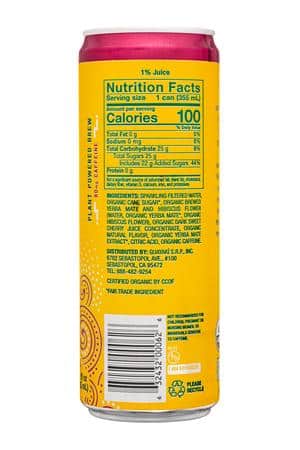 Guayaki Sparkling Yerba Mate: Guayaki-12oz-2025-YerbaMate-CherryJubilation-Facts