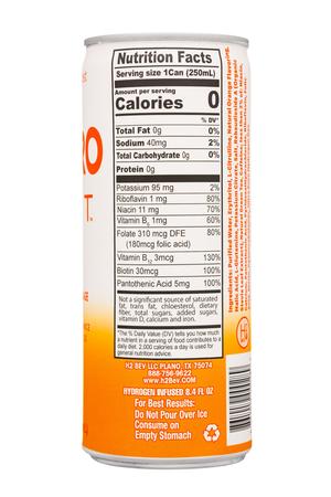 H2 Beverages: HydroShot-8oz-2022-HydroBev-Orange-Facts