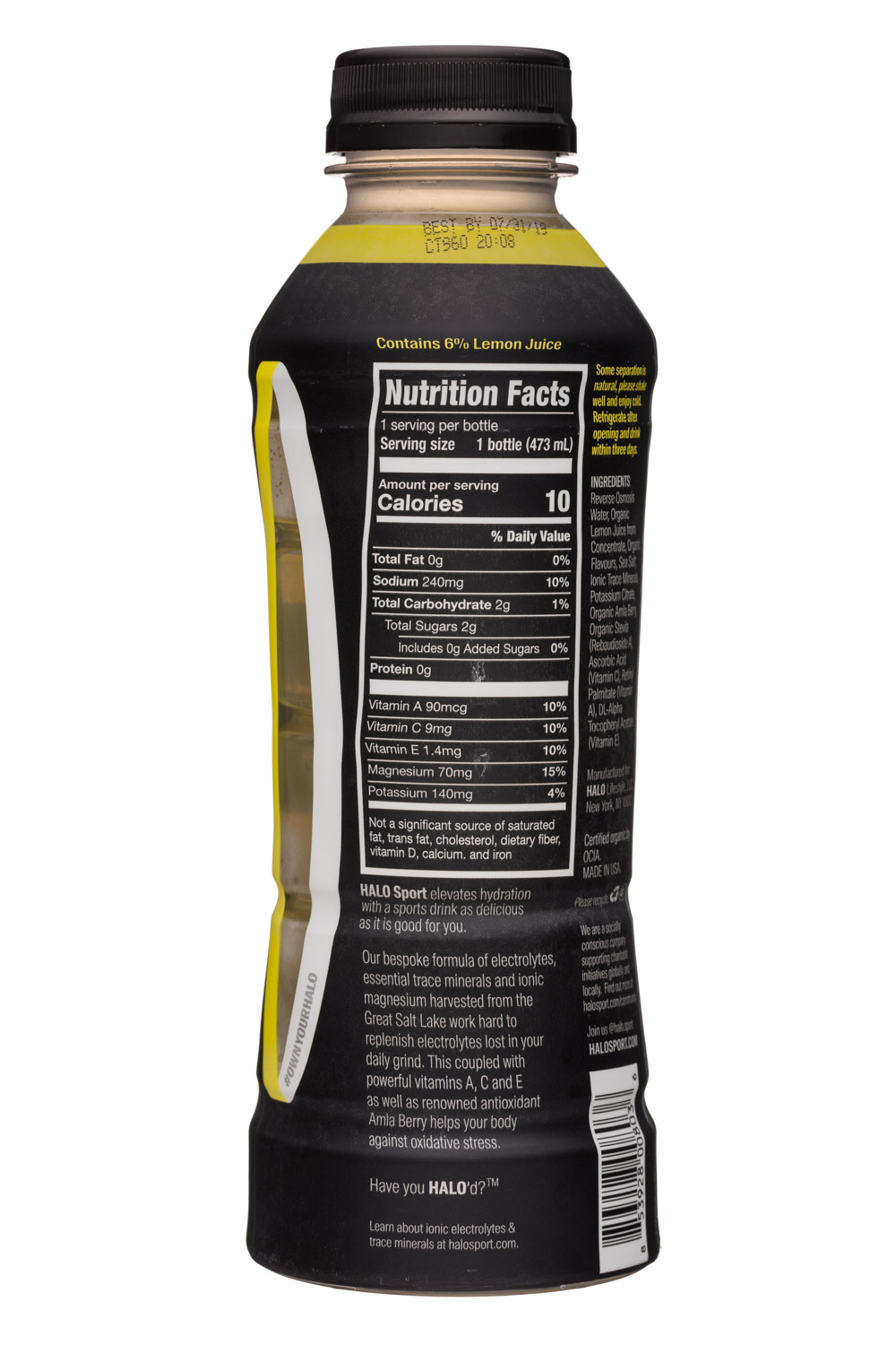 HALO: HaloSport-16oz-OriginalLemon-Facts