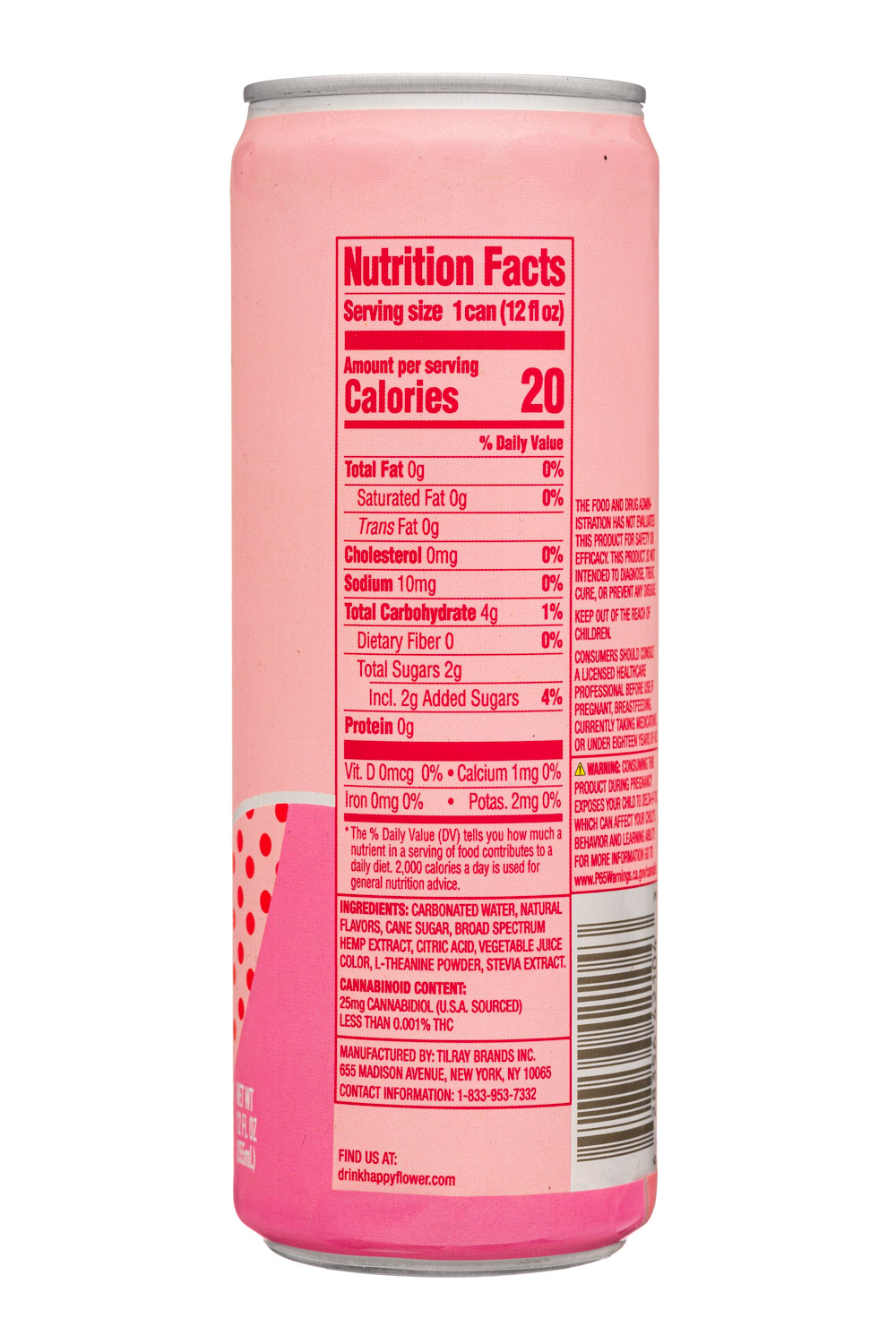 Happy Flower: HappyFlower-12oz-2024-CBDCocktail-StrawbDaiquiri-Facts