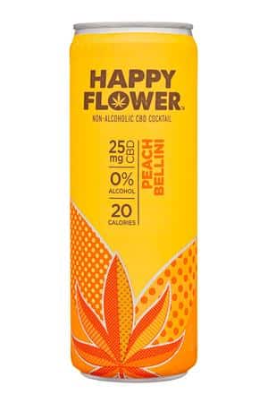 Happy Flower: HappyFlower-12oz-2024-CBDCocktail-PeachBellini-Front
