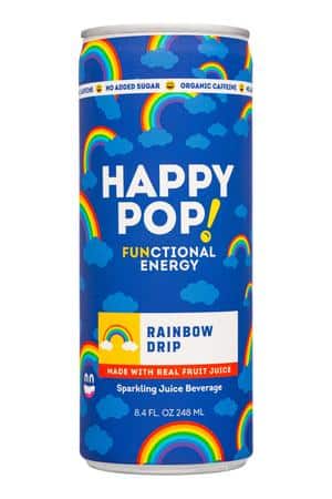 Happy Pop!: HappyPop-8oz-2023-FunctEnergy-RainbowDrip-Front
