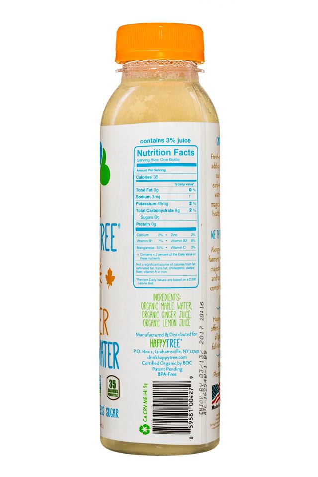 Happy Tree Maple Water: HappyTree-GingerMapleWater-12oz-Facts