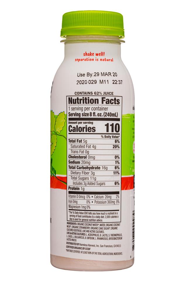 Harmless Harvest Dairy-Free Yogurt: HarmlessHarvest-8oz-2020-DFYogurt-Strawberry-Strawb-Facts