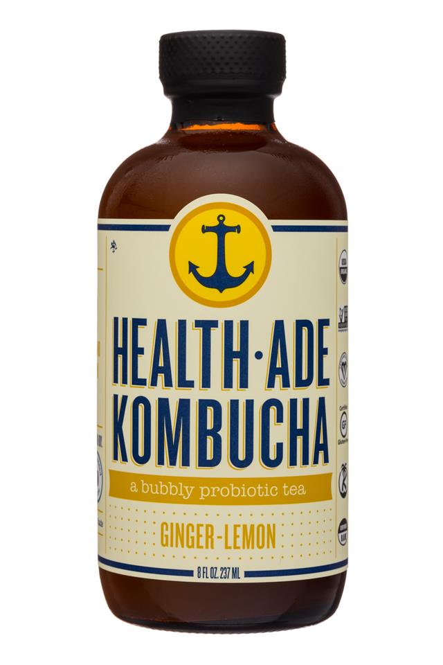 Health-Ade: HealthAde-8oz-Kombucha-GingerLemon-Front