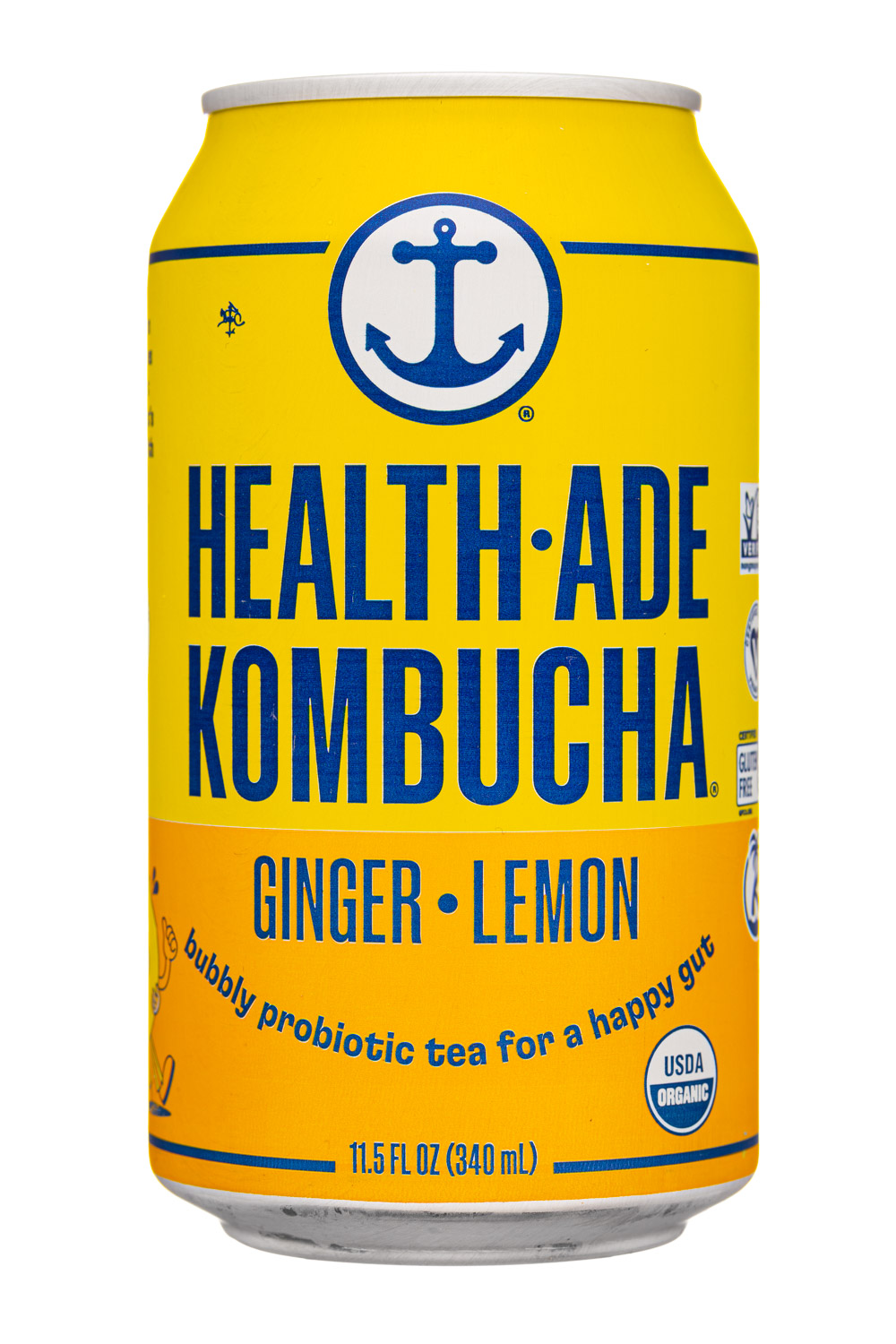 Health-Ade: HealthAde-12oz-2023-Kombucha-GingerLemon-Front