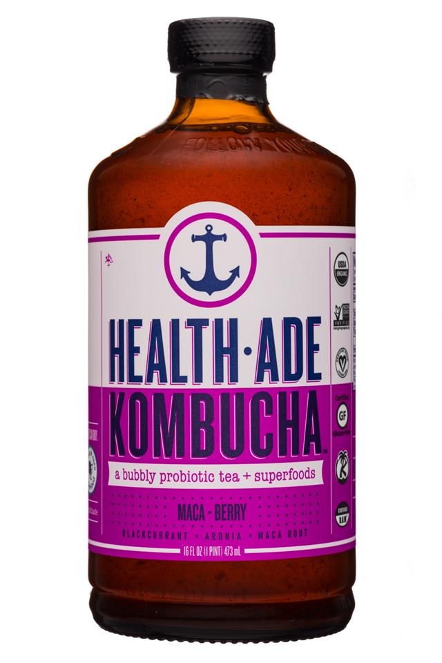 Health-Ade: HealthAde-16oz-Kombucha-MacaBerry-Front