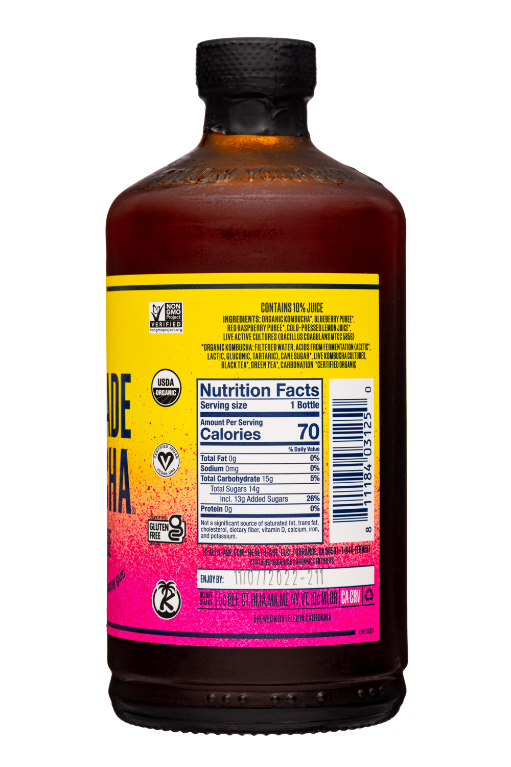 Health-Ade: HealthAde-16oz-2022-Kombucha-BerryLemonade-Facts