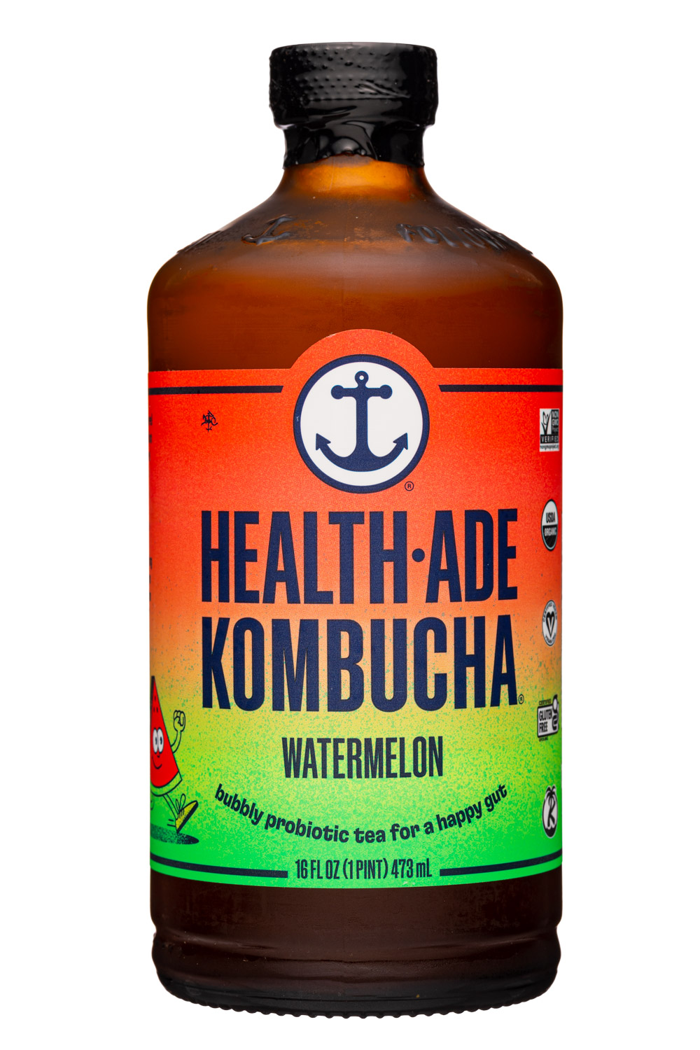 Health-Ade: HealthAde-16oz-2022-Kombucha-Watermelon-Front