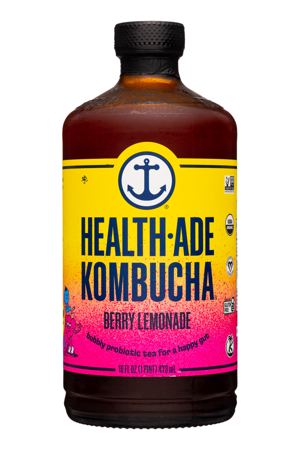 Health-Ade: HealthAde-16oz-2022-Kombucha-BerryLemonade-Front