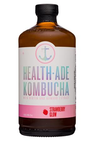Health-Ade: HealthAde-16oz-2020-Kombucha-StrawbGlow-Front