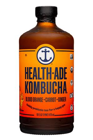 Health-Ade: HealthAde-16oz-2022-Kombucha-BloodOrangeCarrotGinger-Front