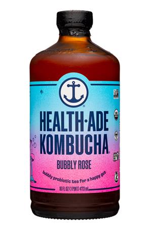 Health-Ade: HealthAde-16oz-2022-Kombucha-BubblyRose-Front