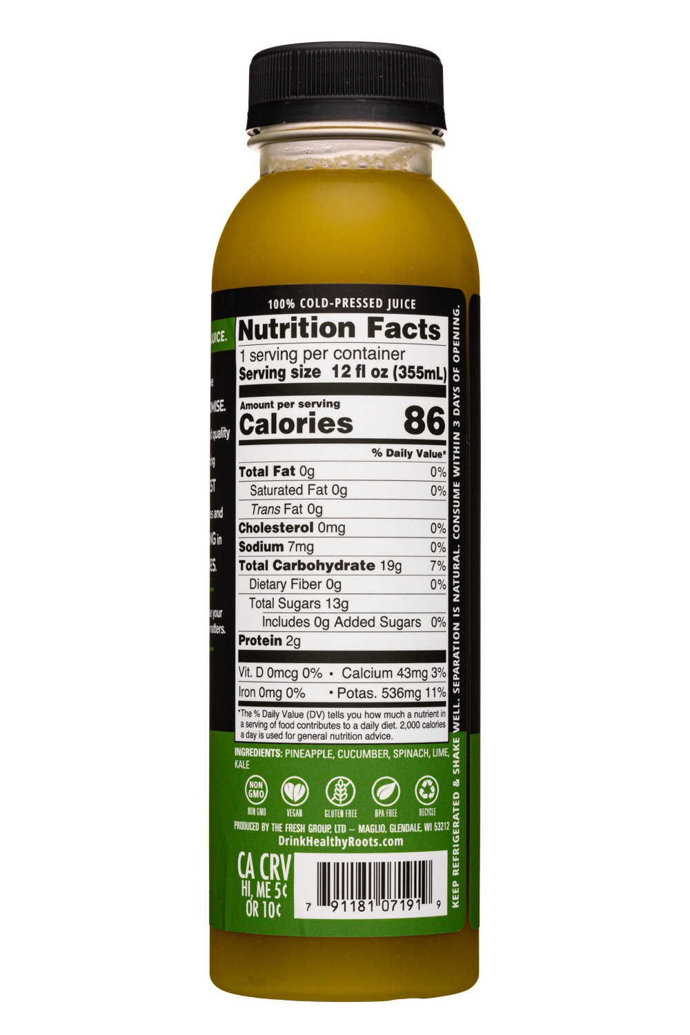 Healthy Roots: HealthyRoots-12oz-2021-Juice-DeepCLean-Facts