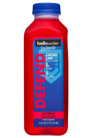 Hello Water- Natural Essence Water: HelloWater-16oz-2021-ToxinDefense-CherryLime-Front
