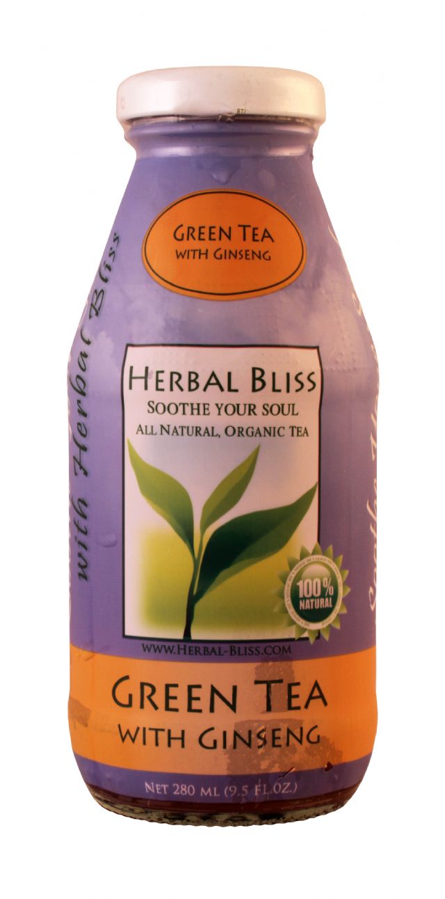 Herbal Bliss All Natural Organic Tea: HerbalBliss GreenTeaGinseng Front