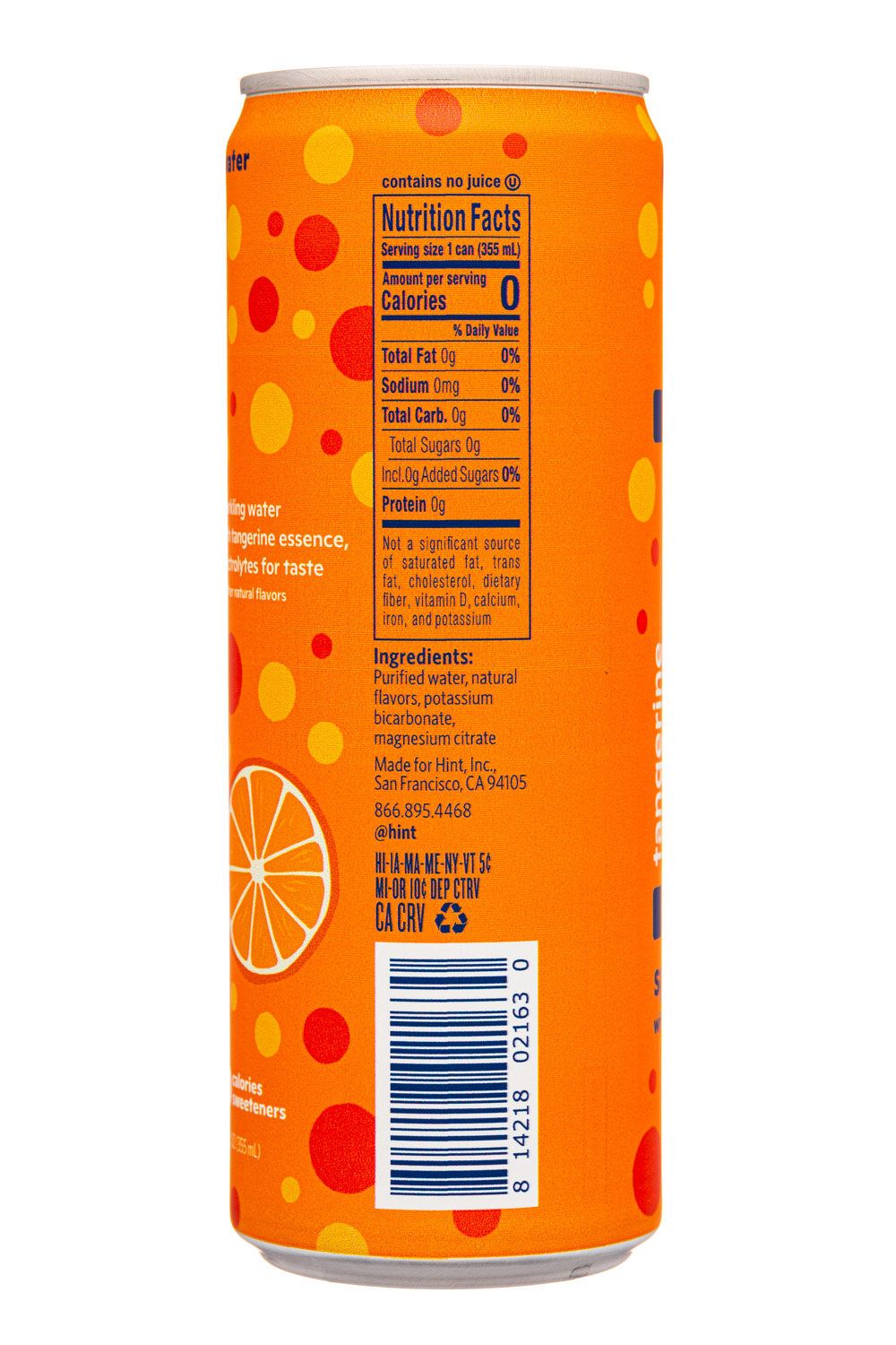 Hint Water: Hint-12oz-2024-SparklingWater-Tangerine-Facts
