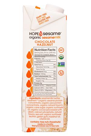 Hope & Sesame: Hope&Sesame-34oz-2022-SesameMilk-ChocHazel-Facts
