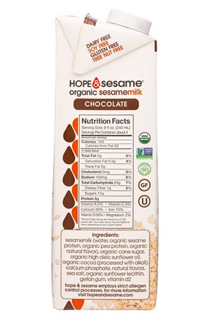 Hope & Sesame: Hope&Sesame-34oz-2022-SesameMilk-Choc-Facts