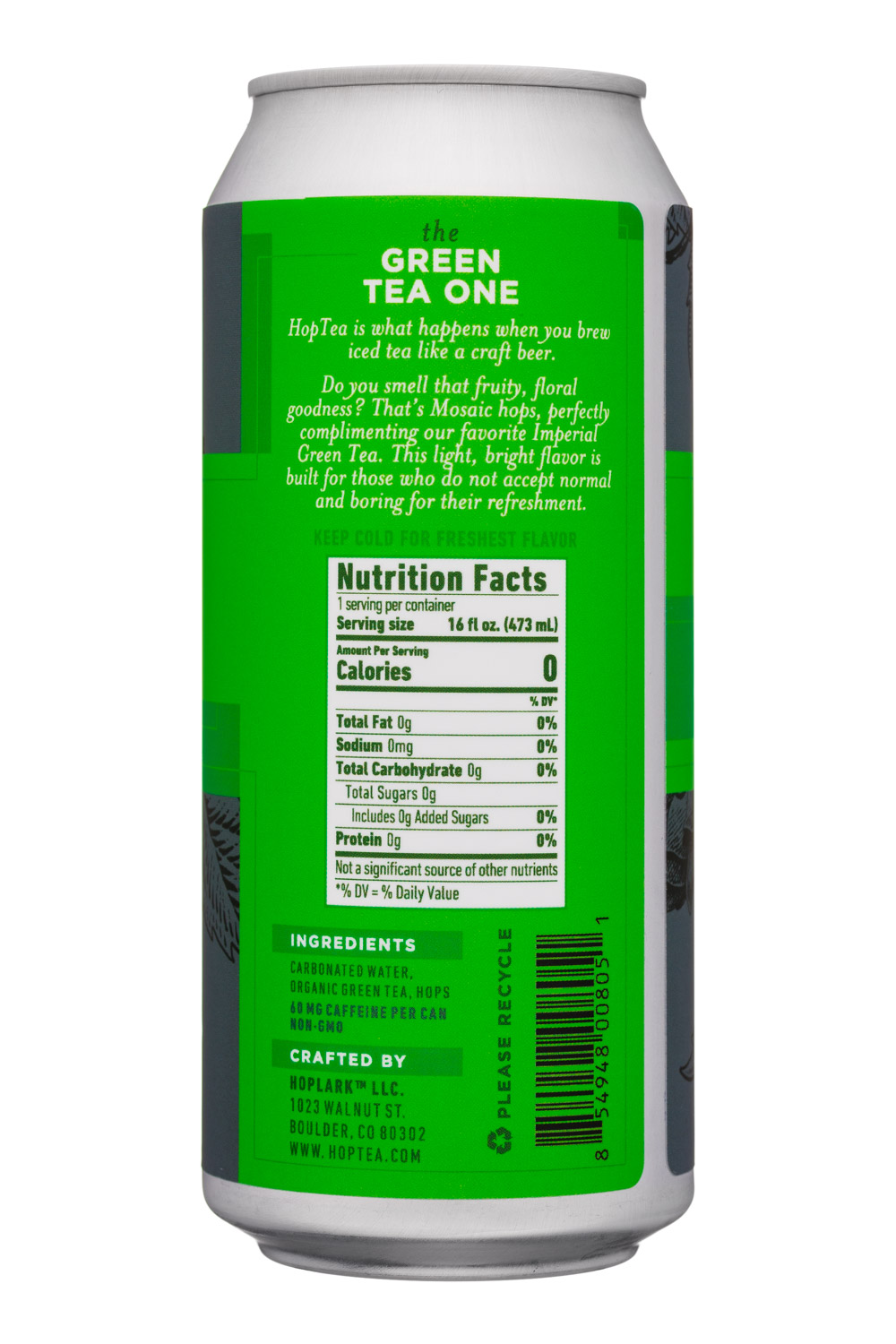 Hoplark: HopLark-16oz-HopTea-GreenTea-GreenTeaOne-Facts