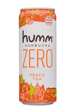 humm kombucha: Humm-11oz-2020-KombuchaZero-PeachTea-Front