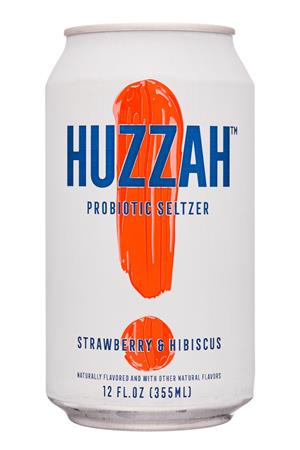 Huzzah Probiotic Seltzer: Huzzah-12oz-2020-ProbSeltz-StrawbHibscus-Front