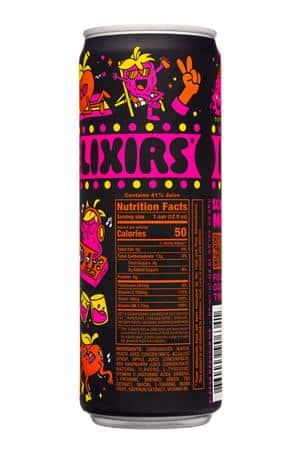 Illicit Elixirs: IllicitElixers-12oz-2023-SparklingJuice-PartyPeaches-Facts
