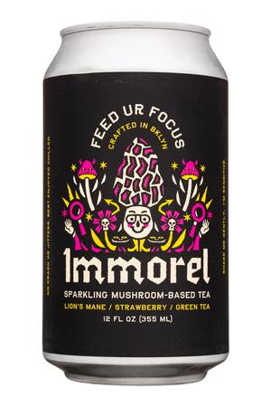 Immorel: Immorel-12oz-2023-MushroomTea-LionStrawbGreen-Front